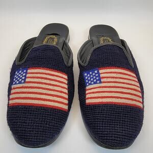 The Larkspur Collection Mules Slip On Shoes American Flag Needlepoint Sz 7-7.5